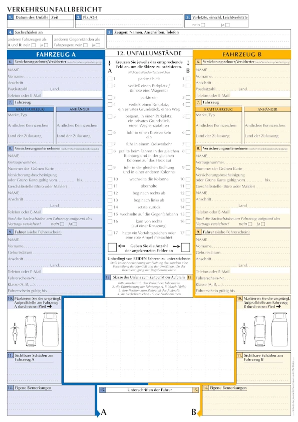 Europäischer Unfallbericht Deutsch