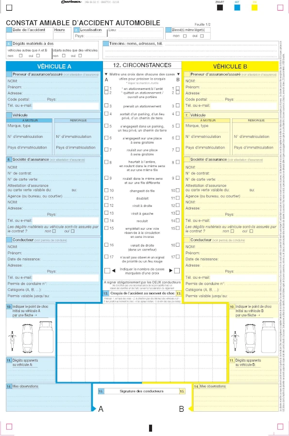 Constat Amiable D'Accident Automobile Français